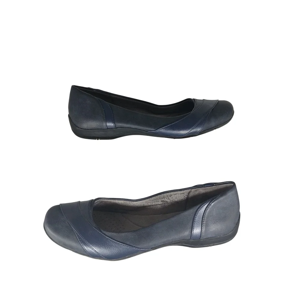 LifeStride Dover Flats Size 10M Navy Blue Soft System Comfort Professional Shoes